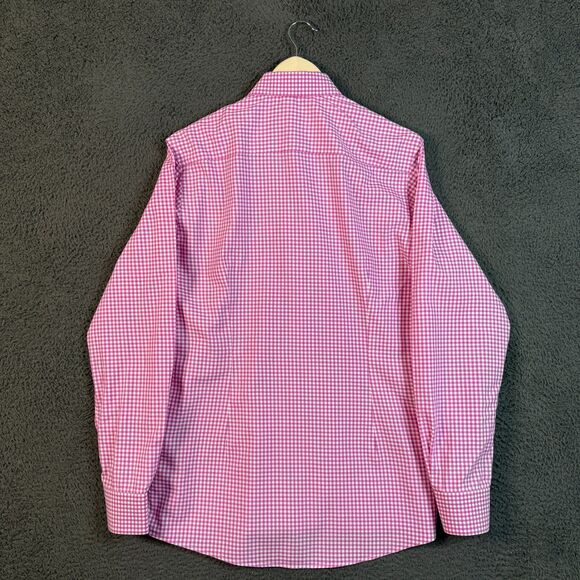 Eton Shirt Mens 15.5 Pink Check Contemporary Fit Dress Shirt Spread Collar - Picture 7 of 12